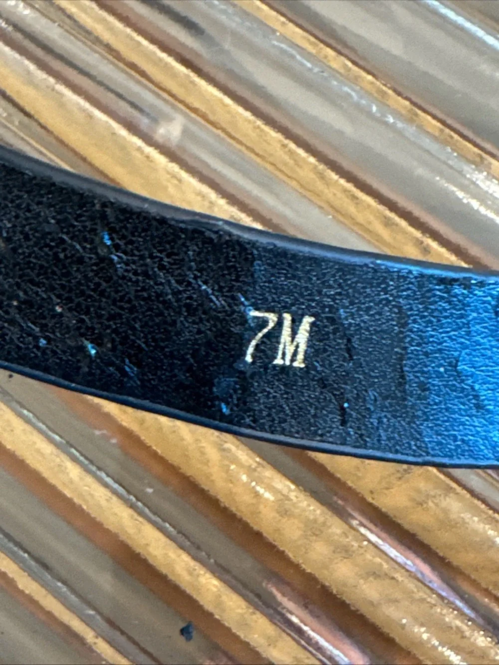 Vaneli Black Leather Open-Toe Block Heels with Gold Accent - Picture 4 of 6